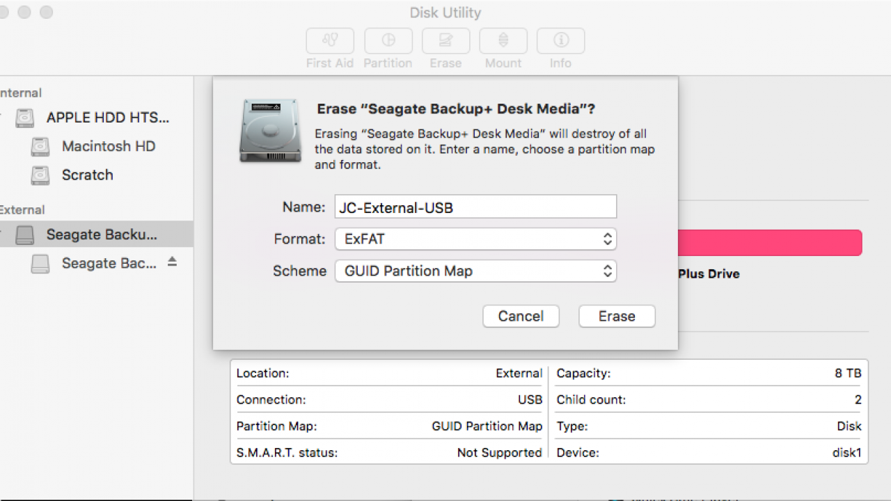 partition and format an external hard drive for mac os x